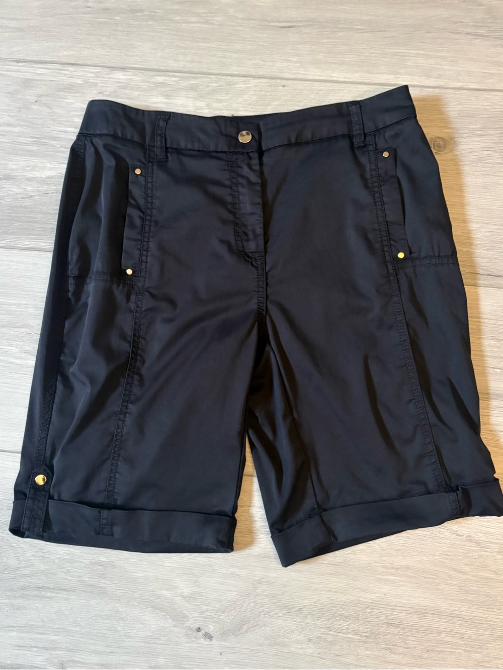Chico's Black Mid-Length Cuffed Bermuda Shorts